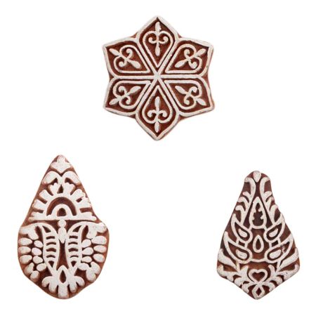 Set of 3 Piece New Mix Wooden Printing Blocks